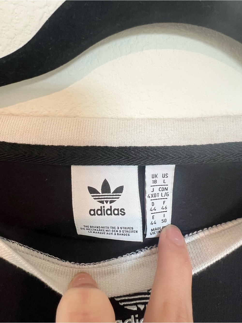 adidas Black Cropped Long-Sleeve Top with White Stripes - Picture 3 of 3